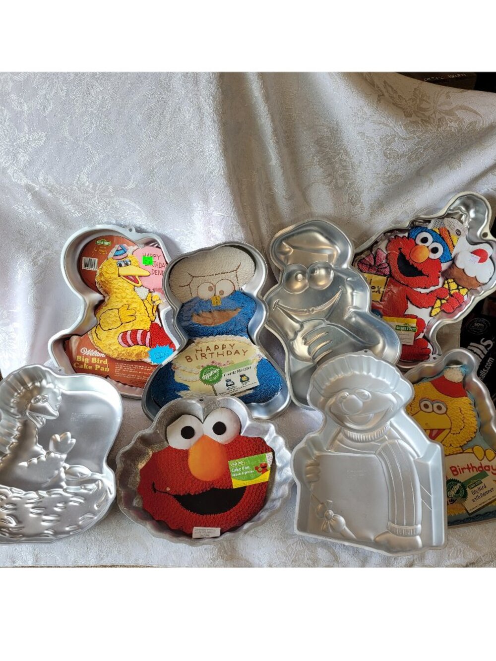 Vintage Wilton Sesame Street Character pans lot Elmo Big Bird Muppets Birthday